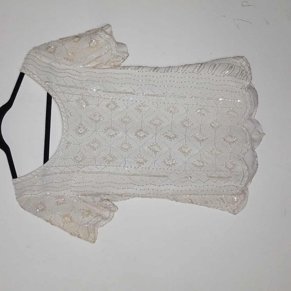 Vintage 80s Night Vogue Glam White Blouse‎ | Size: Small
